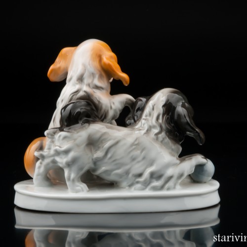 Пекинесы, играющие с мячом, Carl Scheidig, Германия, 1906-35 гг