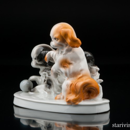 Пекинесы, играющие с мячом, Carl Scheidig, Германия, 1906-35 гг