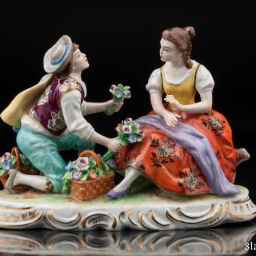 Пара с цветами, Sitzendorf, Германия, сер. 20 в