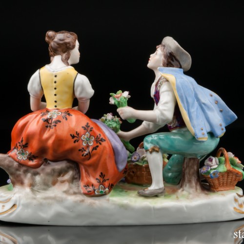 Пара с цветами, Sitzendorf, Германия, сер. 20 в