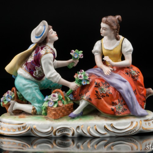 Пара с цветами, Sitzendorf, Германия, сер. 20 в