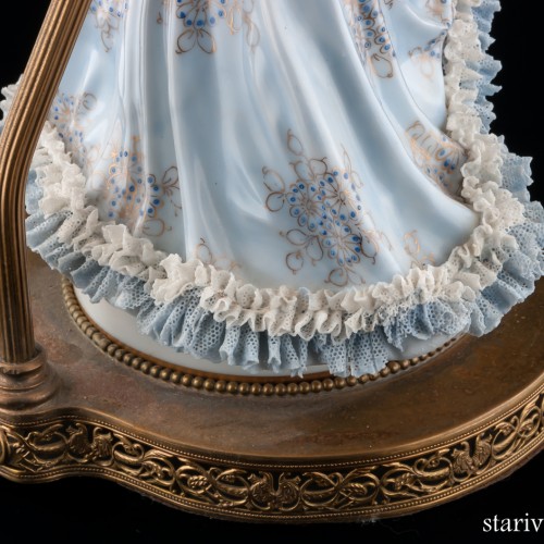 Лампа, дама в голубом, кружевная, Muller & Co, Германия, до 1927 г