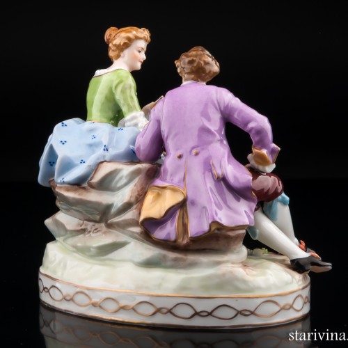 Пара, дама гадает кавалеру на картах, E. A. Muller, Германия, до 1927 г