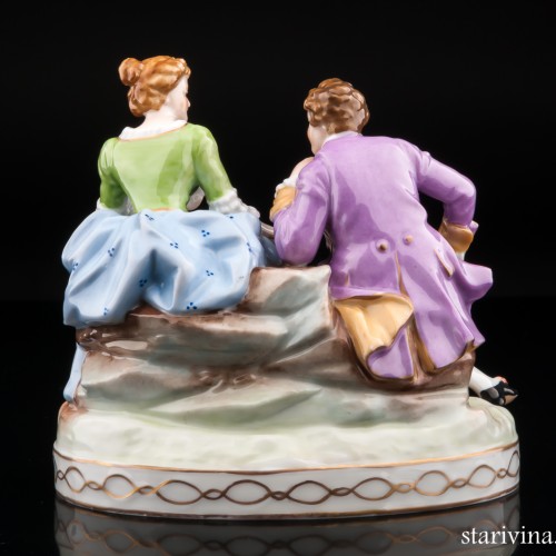 Пара, дама гадает кавалеру на картах, E. A. Muller, Германия, до 1927 г