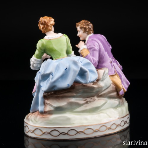 Пара, дама гадает кавалеру на картах, E. A. Muller, Германия, до 1927 г