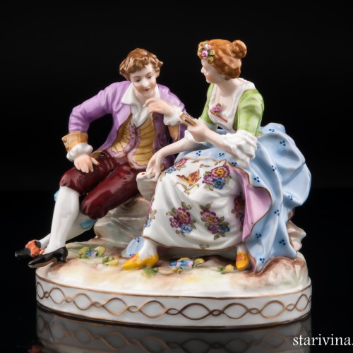 Пара, дама гадает кавалеру на картах, E. A. Muller, Германия, до 1927 г