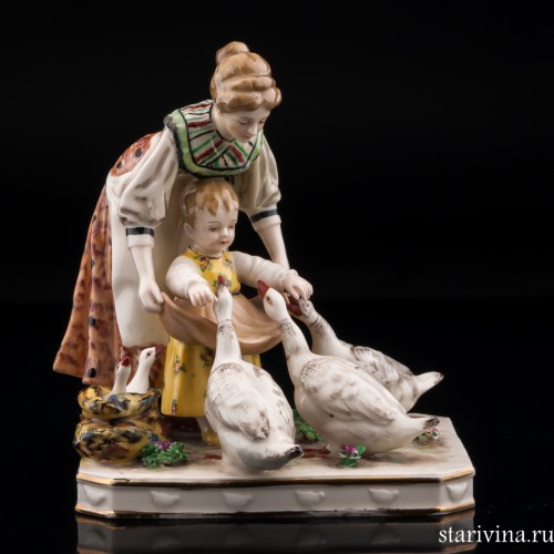 Кормление гусей, Дрезден, Германия, нач. 20 в