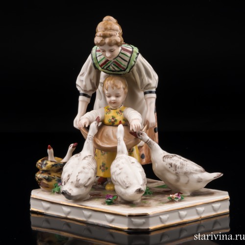 Кормление гусей, Дрезден, Германия, нач. 20 в