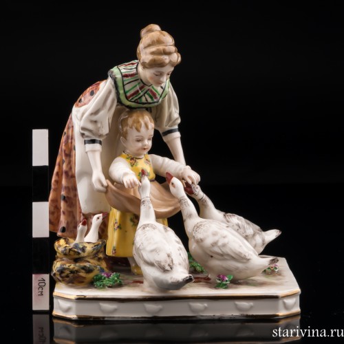 Кормление гусей, Дрезден, Германия, нач. 20 в