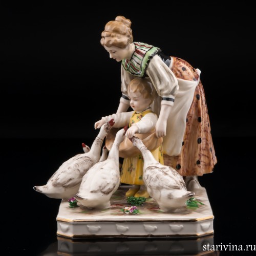 Кормление гусей, Дрезден, Германия, нач. 20 в