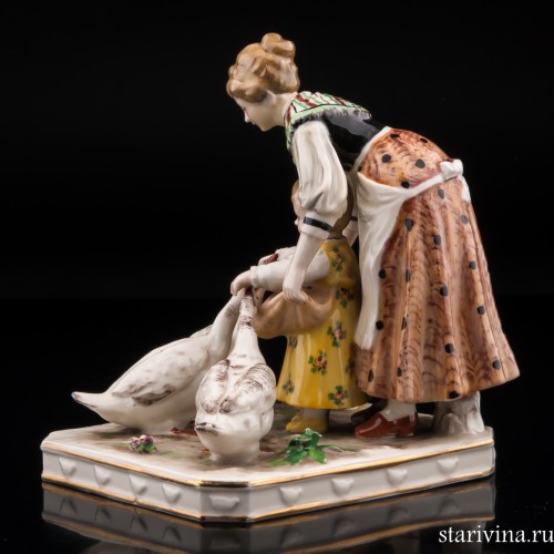 Кормление гусей, Дрезден, Германия, нач. 20 в