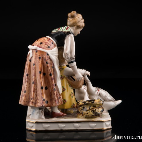 Кормление гусей, Дрезден, Германия, нач. 20 в