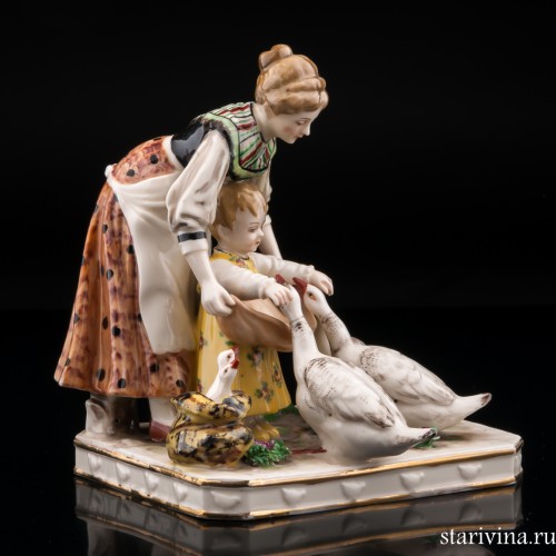 Кормление гусей, Дрезден, Германия, нач. 20 в