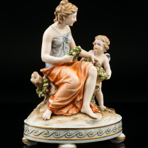 Плетение венков, девушка с амуром, Karl Ens, Германия, кон. 19 в