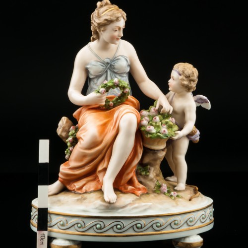 Плетение венков, девушка с амуром, Karl Ens, Германия, кон. 19 в