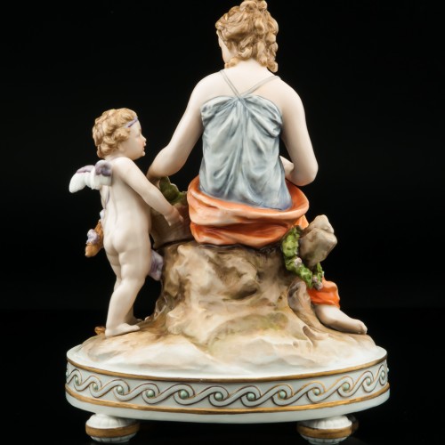 Плетение венков, девушка с амуром, Karl Ens, Германия, кон. 19 в