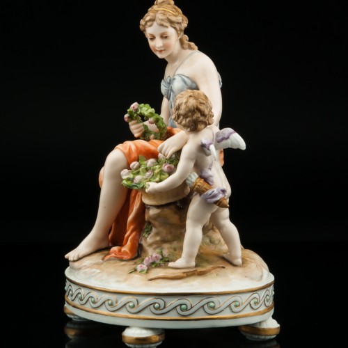 Плетение венков, девушка с амуром, Karl Ens, Германия, кон. 19 в