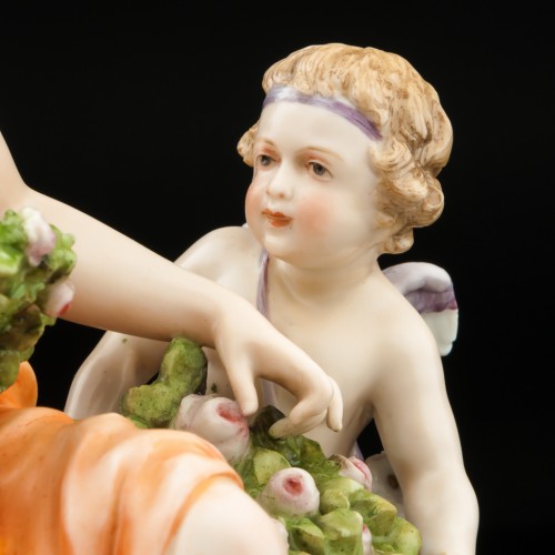 Плетение венков, девушка с амуром, Karl Ens, Германия, кон. 19 в