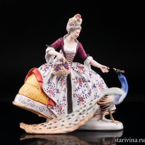 Дама с павлином, Karl Ens, Германия, нач. 20 в