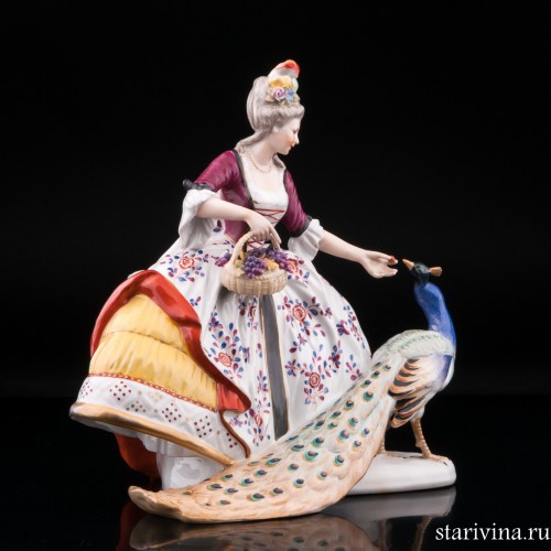 Дама с павлином, Karl Ens, Германия, нач. 20 в