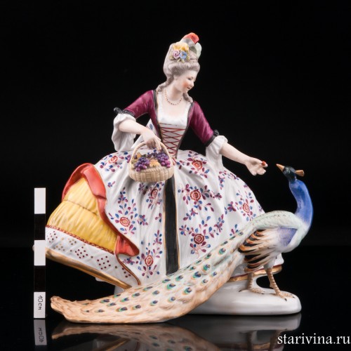 Дама с павлином, Karl Ens, Германия, нач. 20 в