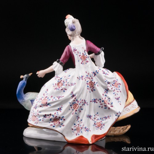 Дама с павлином, Karl Ens, Германия, нач. 20 в