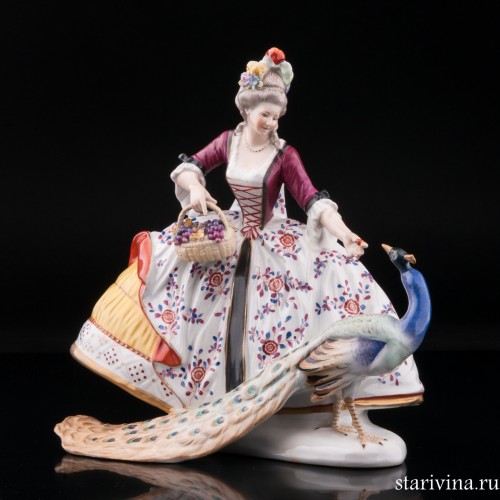 Дама с павлином, Karl Ens, Германия, нач. 20 в