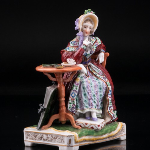 Мечтающая девушка у столика, Dressel, Kister & Co, Германия, 1907-20 гг