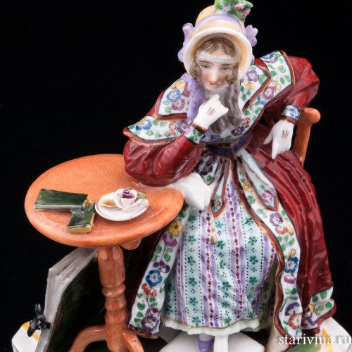 Мечтающая девушка у столика, Dressel, Kister & Co, Германия, 1907-20 гг