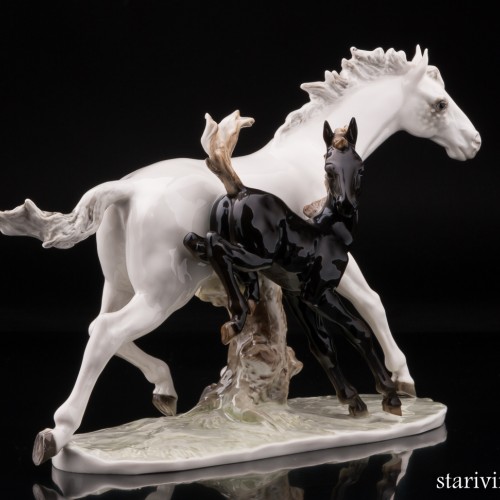 Лошадь с жеребёнком, Hutschenreuther, Германия, 1970 гг