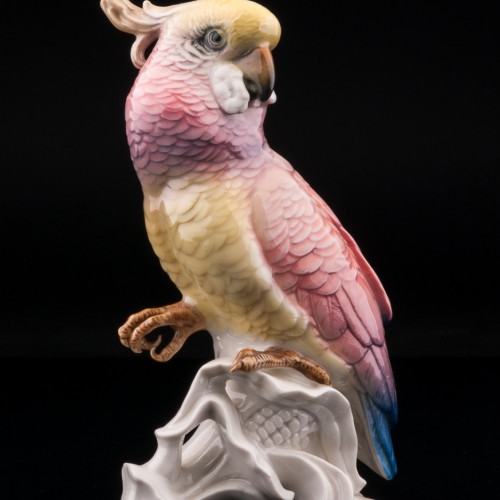 Розовый попугай какаду на кукурузном початке, Karl Ens, Германия, 1920-30 гг