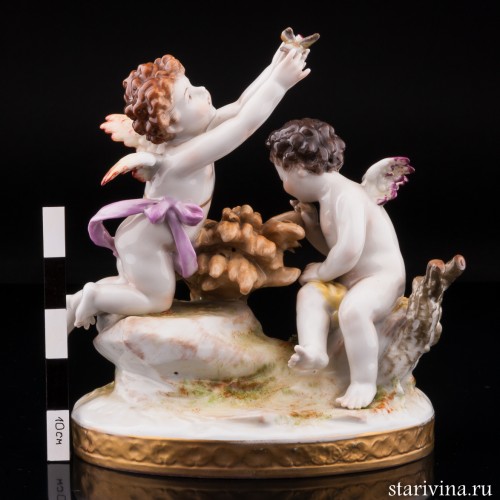 Осень (ангелочки с птичкой и снопом), Volkstedt, Германия, до 1935 г