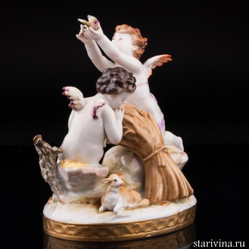 Осень (ангелочки с птичкой и снопом), Volkstedt, Германия, до 1935 г