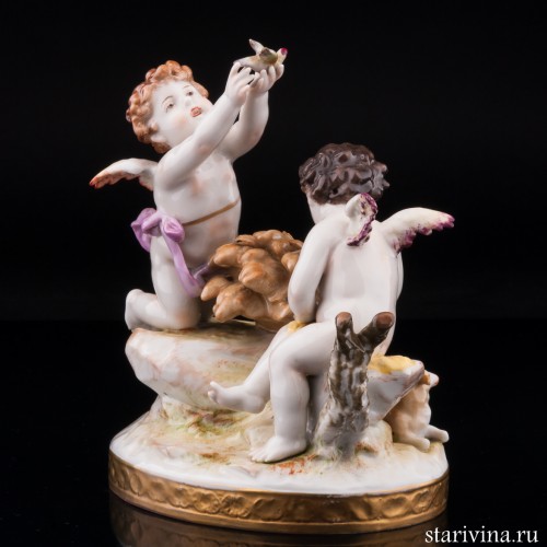 Осень (ангелочки с птичкой и снопом), Volkstedt, Германия, до 1935 г