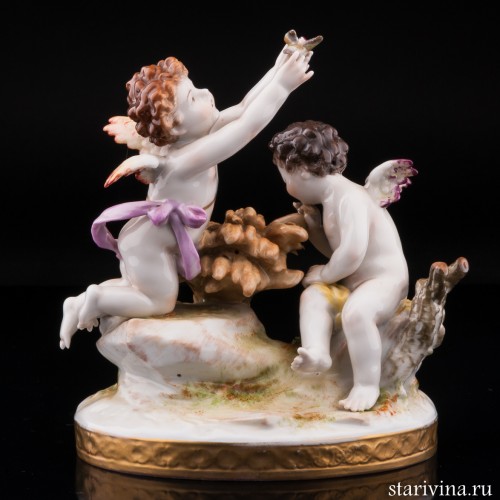 Осень (ангелочки с птичкой и снопом), Volkstedt, Германия, до 1935 г