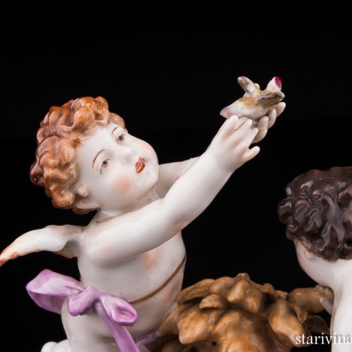 Осень (ангелочки с птичкой и снопом), Volkstedt, Германия, до 1935 г