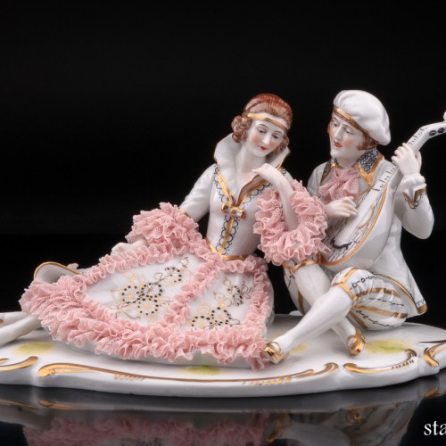 Вечерний романс (пара с лютней), кружевная, Германия, 1920-30 гг