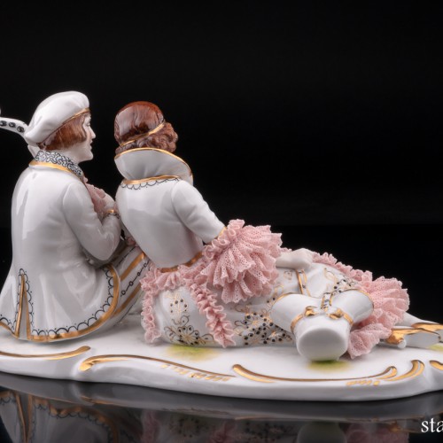 Вечерний романс (пара с лютней), кружевная, Германия, 1920-30 гг