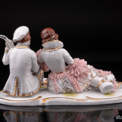 Вечерний романс (пара с лютней), кружевная, Германия, 1920-30 гг