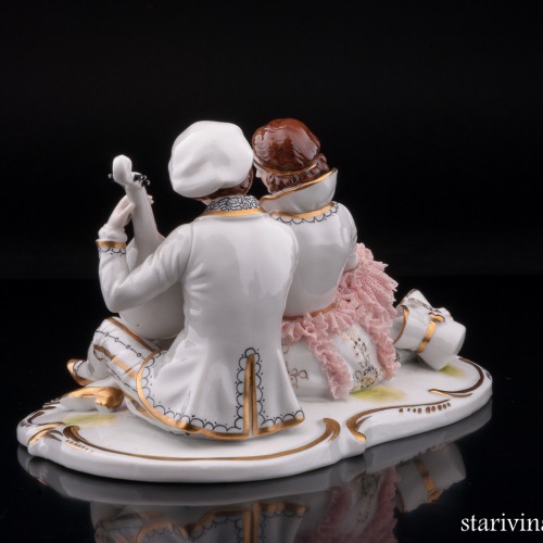 Вечерний романс (пара с лютней), кружевная, Германия, 1920-30 гг