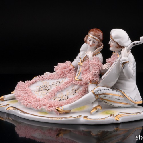 Вечерний романс (пара с лютней), кружевная, Германия, 1920-30 гг