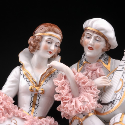 Вечерний романс (пара с лютней), кружевная, Германия, 1920-30 гг