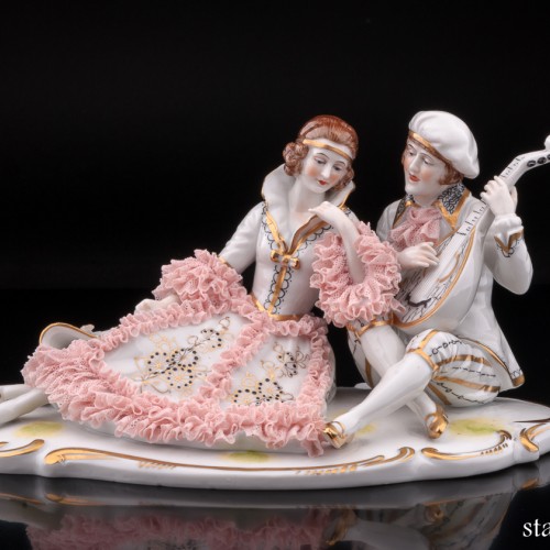 Вечерний романс (пара с лютней), кружевная, Германия, 1920-30 гг