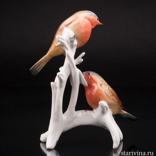 Две малиновки на ветке, Karl Ens, Германия