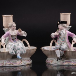 Фарфоровые подсвечники дети с корзинами, Meissen, Германия, кон. 19 в