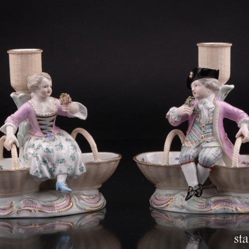 Фарфоровые подсвечники дети с корзинами, Meissen, Германия, кон. 19 в