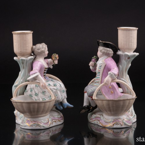 Фарфоровые подсвечники дети с корзинами, Meissen, Германия, кон. 19 в
