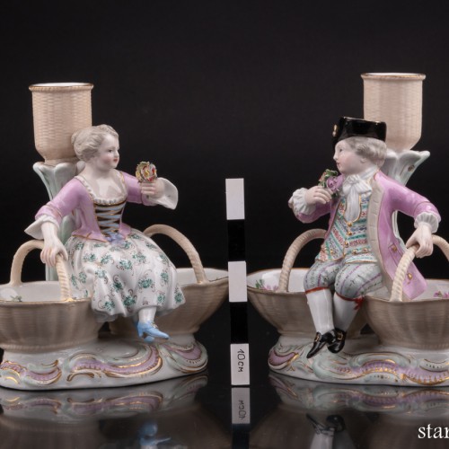 Фарфоровые подсвечники дети с корзинами, Meissen, Германия, кон. 19 в
