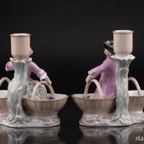 Фарфоровые подсвечники дети с корзинами, Meissen, Германия, кон. 19 в