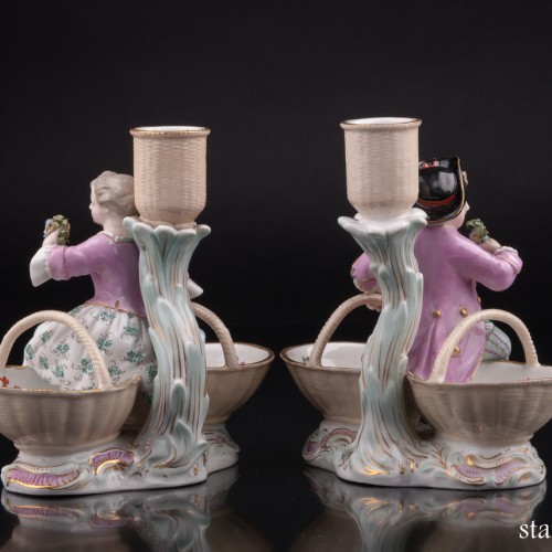 Фарфоровые подсвечники дети с корзинами, Meissen, Германия, кон. 19 в